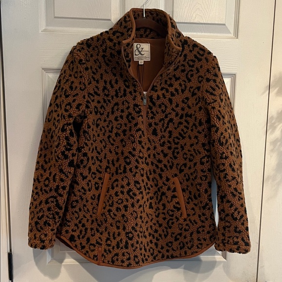 AMPERSAND AVE Brown Leopard Teddy Jacket - Picture 1 of 9